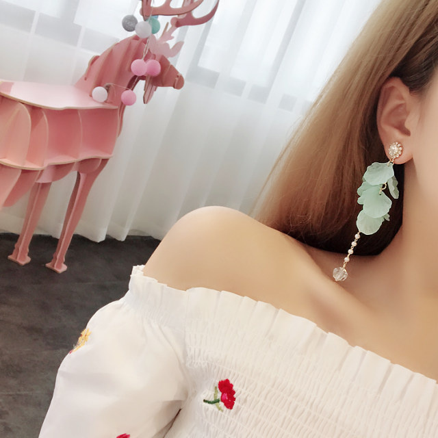 LN earrings frosted petals crystal tassel earrings temperament ຂອງແມ່ຍິງເກົາຫຼີ earrings all-match internet earrings earrings