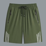 Эластичные быстросохнущие летние тонкие шорты, шелковые штаны для спортзала, свободный прямой крой, для бега