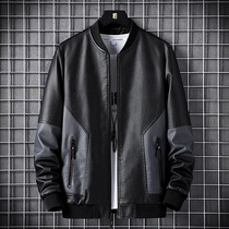 Crest machine color design leather jacket mens Spring and Autumn New Joker coat middle-aged sports leisure baseball collar leather jacket