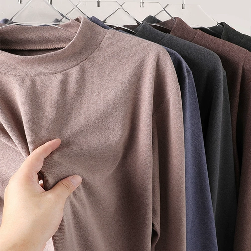 Двусторонний бархатный удерживающий тепло демисезонный свитшот, базовая футболка, высокий воротник