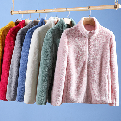 双面羊羔绒开衫外套女秋冬加绒卫衣妈妈上衣