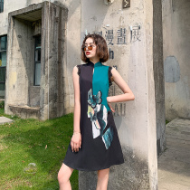 Cheongsam young sleeveless dress fashion girl 2020 new modified version loose A- line dress Chinese style