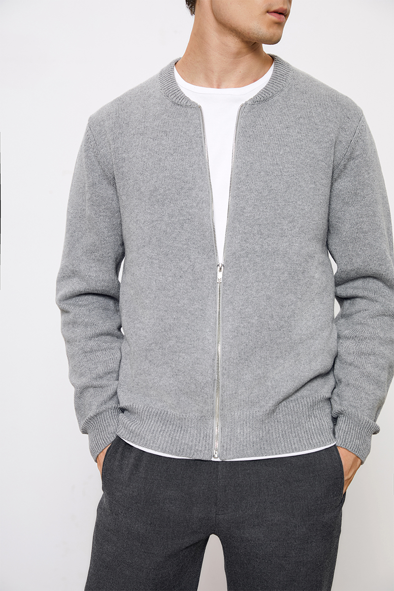 Kết cấu THESSNCE! Áo len dệt kim pha trộn cashmere áo cổ lọ nam