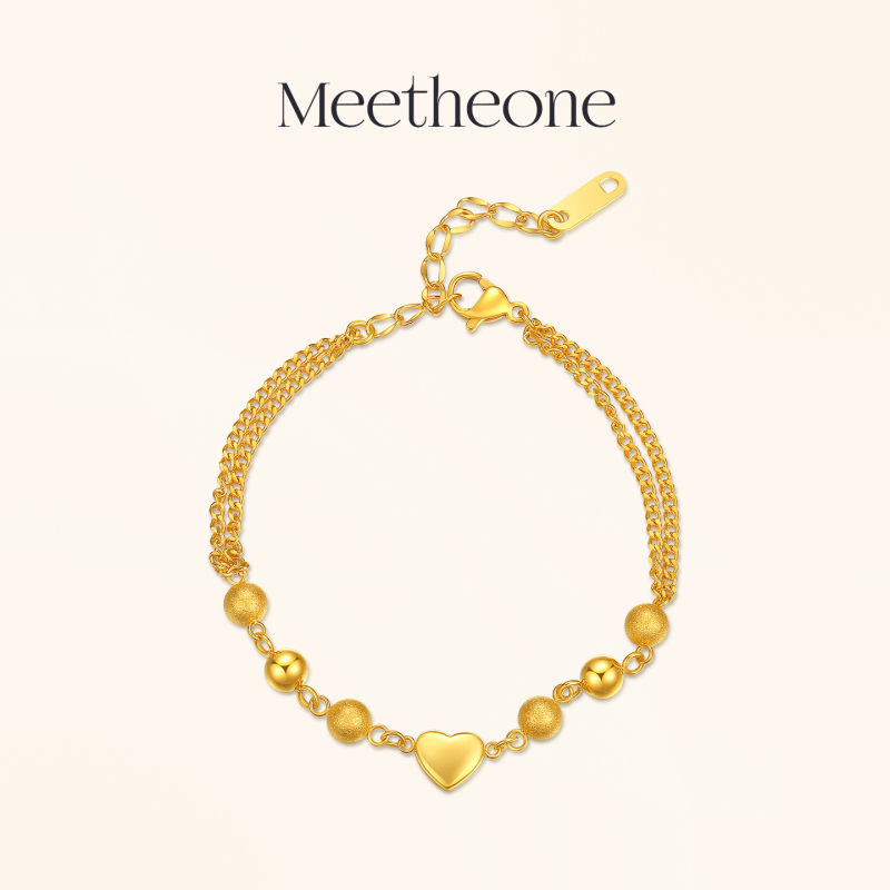 Heart-Shaped Fine Glitter Bracelet for Women, New Style, Stackable Jewelry, Gift, Light Luxury, Niche, Exquisite, High-End Feel, 18K Gold