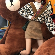 Net red light cooked wind sweater Hyuna slim dress female foreign style small man with high two-piece autumn and winter