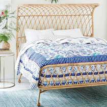 Rattan bed ins Indonesia rattan bed bedroom rattan bed B&B furniture inn art double bed designer Southeast Asia