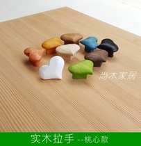 Solid wood log handle drawer wardrobe cupboard shoe cabinet handle simple retro single hole (51 peach heart section)