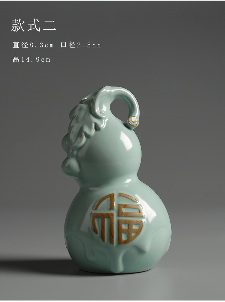 Yuxuan Ge Kiln hoa gốm lò nung retro Qifeng Zen bình nhỏ sáng tạo văn phòng trang trí nhà trang trí - Vase / Bồn hoa & Kệ giỏ hoa treo ban công