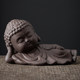 Yuxuan Zen Reclining Buddha Tathagata Tea Pet Purple Clay Boutique ພິທີພຣະພຸດທະຮູບທີ່ເຮັດດ້ວຍມືພຣະສົງນ້ອຍສາມາດຍົກຊາສິລະປະການຫຼິ້ນຊາປະດັບ