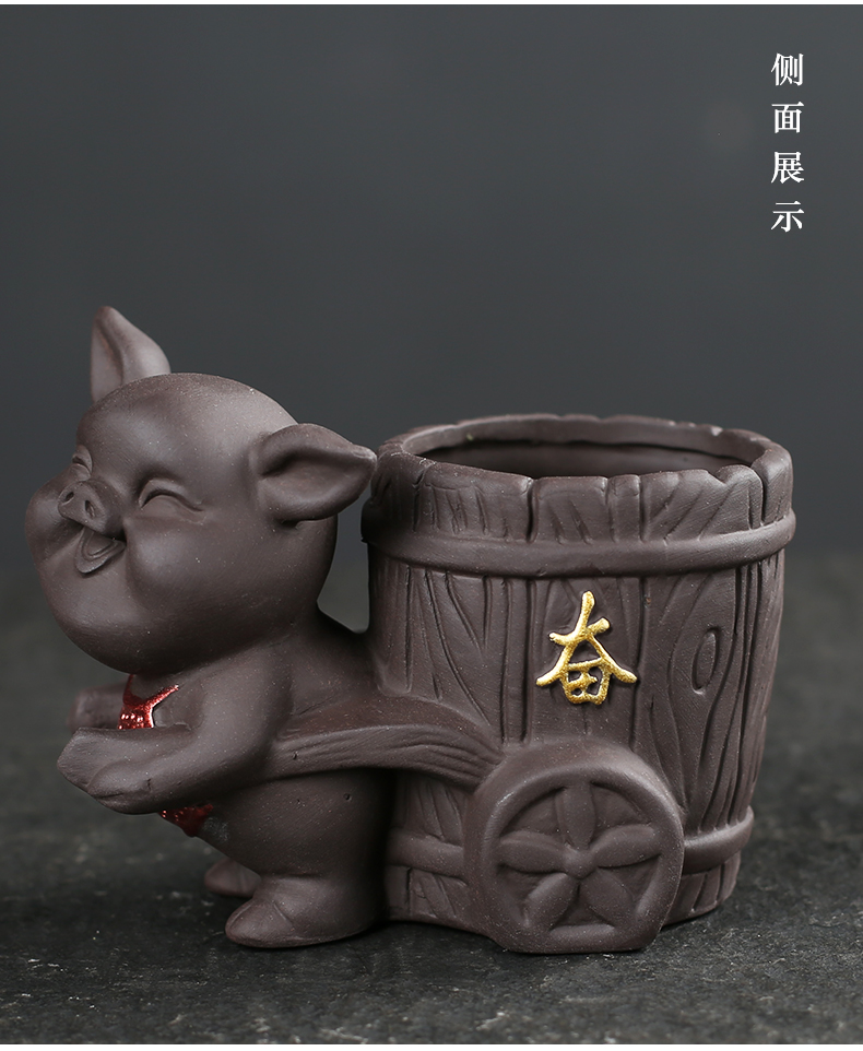 Yuxuan sáng tạo cát tím cảm hứng may mắn lợn trang trí hoa handmade Zen thủy canh hoa trang trí nhà - Vase / Bồn hoa & Kệ mua chậu trồng cây
