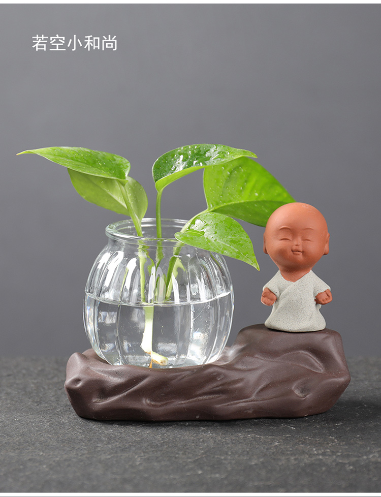Bình thủy tinh Yuxuan cát màu tím cát thủy canh cây trang trí hoa trang trí cắm hoa xanh củ cải nhỏ nhà sư sáng tạo container - Vase / Bồn hoa & Kệ giỏ hoa treo tường