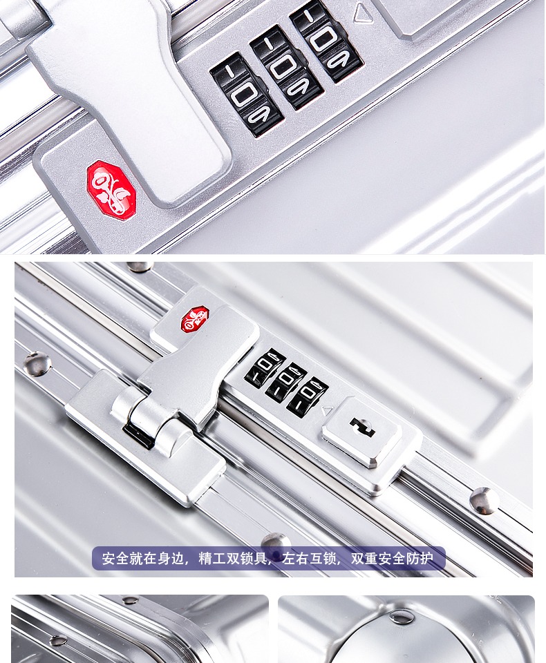 Khung nhôm hành lý xe đẩy hộp mật khẩu vali 32 inch in lưới màu đỏ nhỏ tươi phổ quát bánh xe sinh viên nam và nữ - Va li giá vali