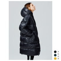 Thickened down jacket womens 2021 new trend bread suit Korean version loose ultra-thick medium long glossy white duck down
