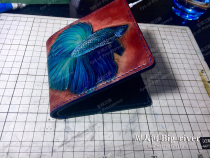 Plant Tanning Leather Handmade Leather with short wallet Vegetable Tanned Bull Leather Wallet leather Leather Engraving for chaefish Japanese chaeubo