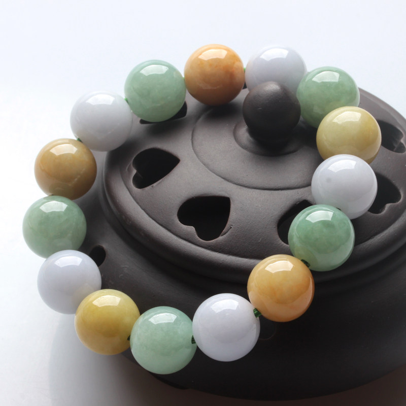 Burmese natural A goods jadeite jade bead bracelet oil sapphire beads hand string Buddhist beads hand string to send leadership gifts