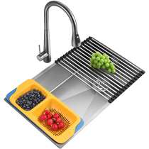 (15% subsidy) Oulin sink 304 stainless steel handmade large single-slot honeycomb embossed nano vegetable sink