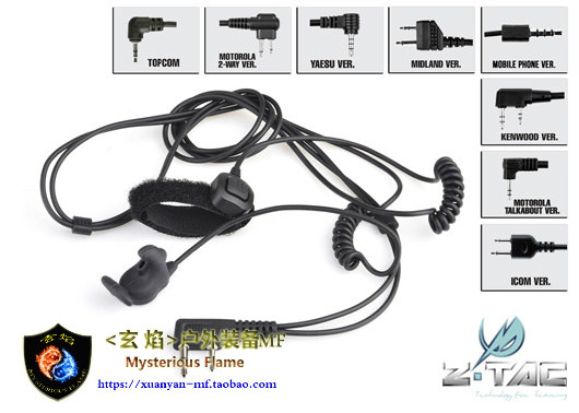 Element Z-TAC Entrance Ear Type Bone Conduction Headphones With Finger PTT Single Side Intercom Tactical Headphone Ear