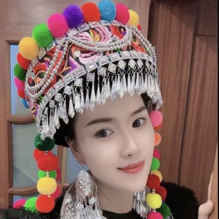 Yunnan ethnic minority style headwear, hats, performance accessories, matching yi and miao costumes, hani women