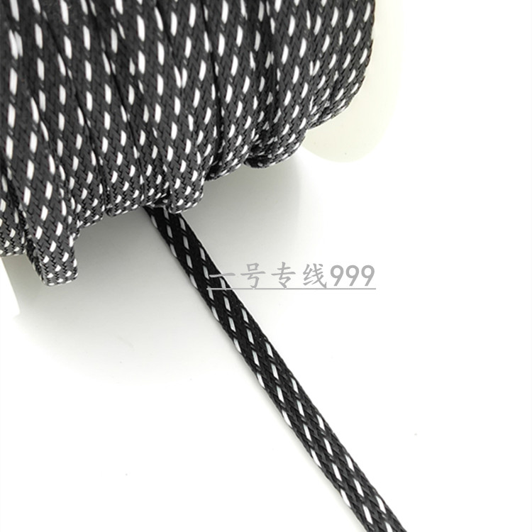 Wear audio signal wire mesh sleeve shock absorber black white dot nylon braided mesh DIY anti-wear audio wire sleeve