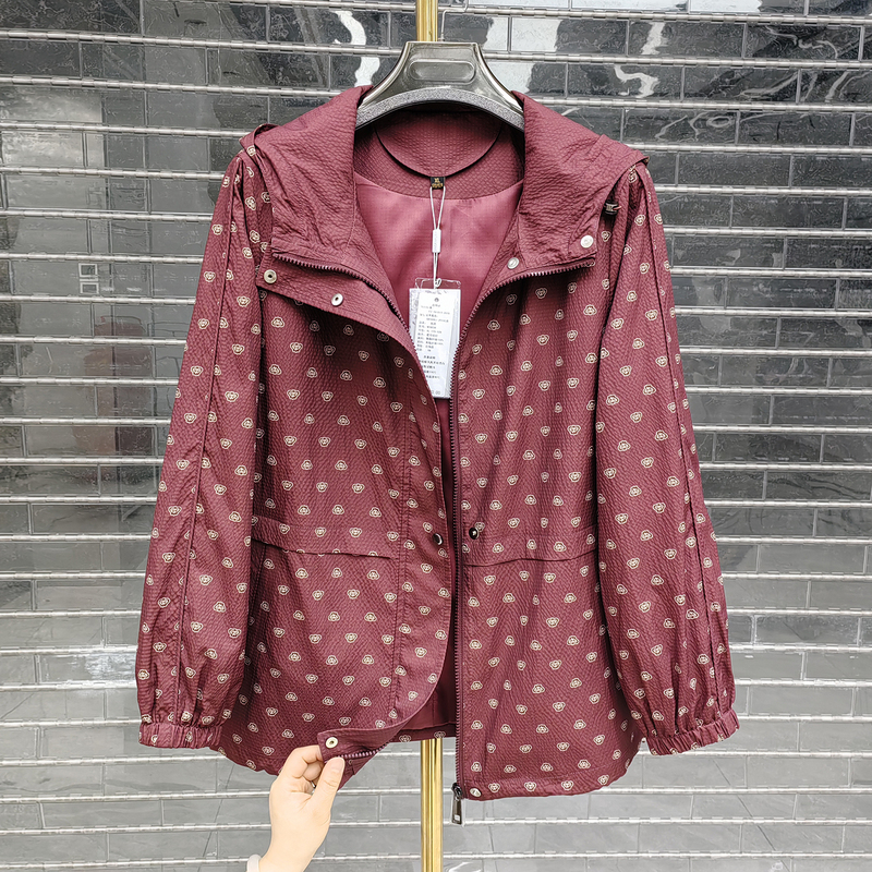 Elegant Mother's Autumn New Trench Coat Jacket for Middle-Aged and Elderly Women, Authentic Hooded Trench Coat Casual Jacket