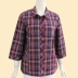 Áo sơ mi cotton trung niên và nữ 50-60 tuổi Mẹ tải áo tay áo bảy điểm cát giặt áo sơ mi kẻ sọc - Cộng với kích thước quần áo mẫu áo sơ mi nữ cổ tròn đẹp Cộng với kích thước quần áo