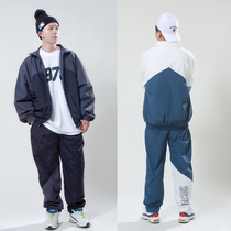 SOULSTYLE Original Hip Hop Street Dance Loose Color Score Set Trench Coat Pants Men and Womens