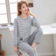 Đồ ngủ nữ mùa xuân và mùa thu mỏng phần cotton dài tay dễ thương có thể mặc đồ cotton tại nhà phù hợp với đồ hai dây mùa hè