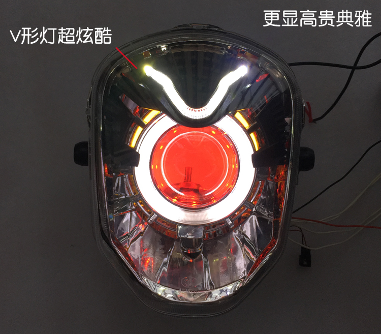 Wangjiang lớn búp bê xe máy m3 nhỏ khỉ msx125 sửa đổi xenon đèn pha lắp ráp mắt thiên thần q5 ánh sáng ống kính 	đèn pha led 7 màu xe máy