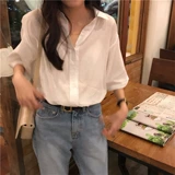 Летняя летняя одежда, футболка, рубашка, коллекция 2021, в корейском стиле, свободный крой, короткий рукав, в западном стиле