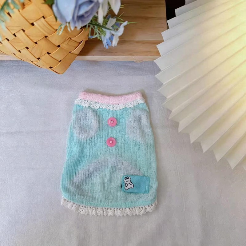 Summer Cute Style Ice Cream Hollow Breathable Vest for Pets, Small Dogs, Bichon, Teddy, Lace Puffy Skirt