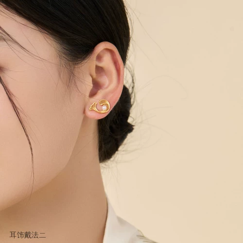 Новый продукт для подруги Zhou Shengsheng Micro Sugar Series серия Ocean Treasure Gold Gold Sergrings 95140E Цена