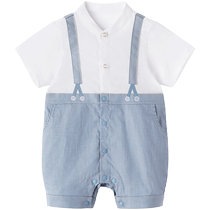 (Same style in the mall) Yings baby boys summer breathable baby onesie 2024 new crawler suit summer wear