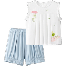 (Same style in the mall) Yingshi official flagship store girls suit vest bloomers pure cotton two-piece set 2023 summer