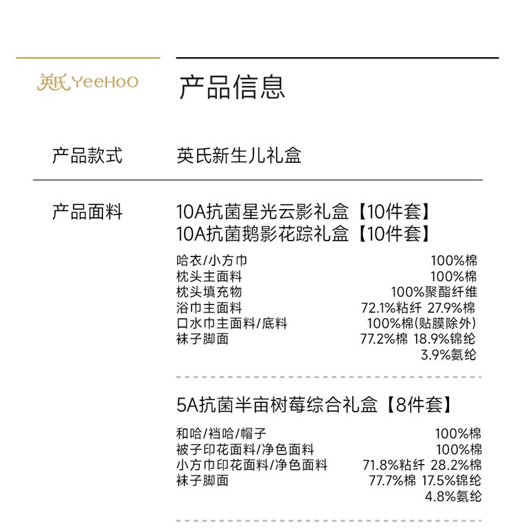 英氏婴儿衣服新生儿见面礼盒礼物初生小宝宝套装送礼满月12件套 — 37