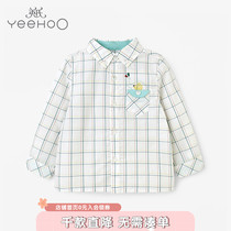 British baby clothes male baby long sleeve lapel shirt boys plaid shirt spring and autumn