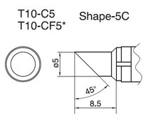 T10-C5 soldering iron head lead lead-free thermostatic 938 welding table soldering nozzle T10 soldering iron head horseshoe Bevel 5MM welding head
