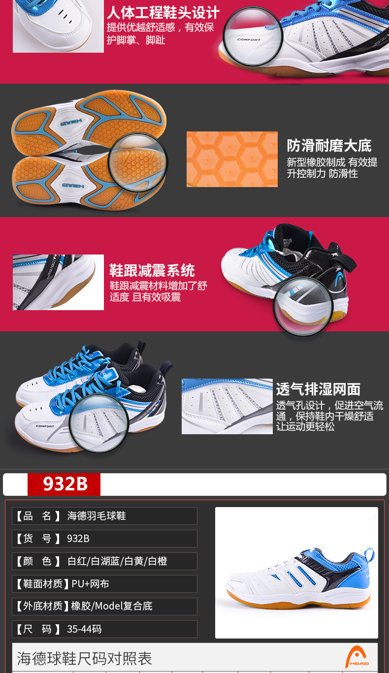 Chaussures de Badminton uniGenre HEAD 932BRU1674 - Ref 840864 Image 13