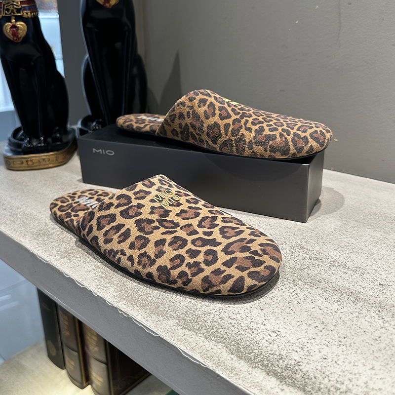 Mio Women's Shoes Leopard Print Slippers 2025 New Flats Snake Pattern Sandals High-Bottom and Exquisite Feel M252281501