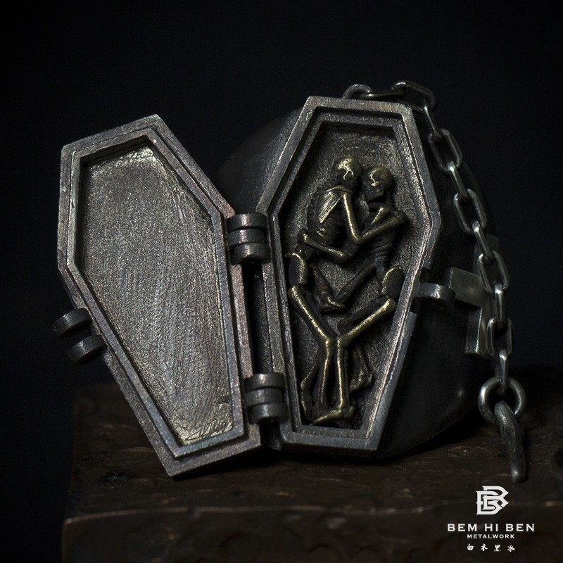 白木黑冰 Genuine design ring handmade, silver 925 sample, punk style