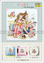 Cross stitch electronic picture redrawing source file-SODA SO-3102 lakeside balcony little couple cartoon