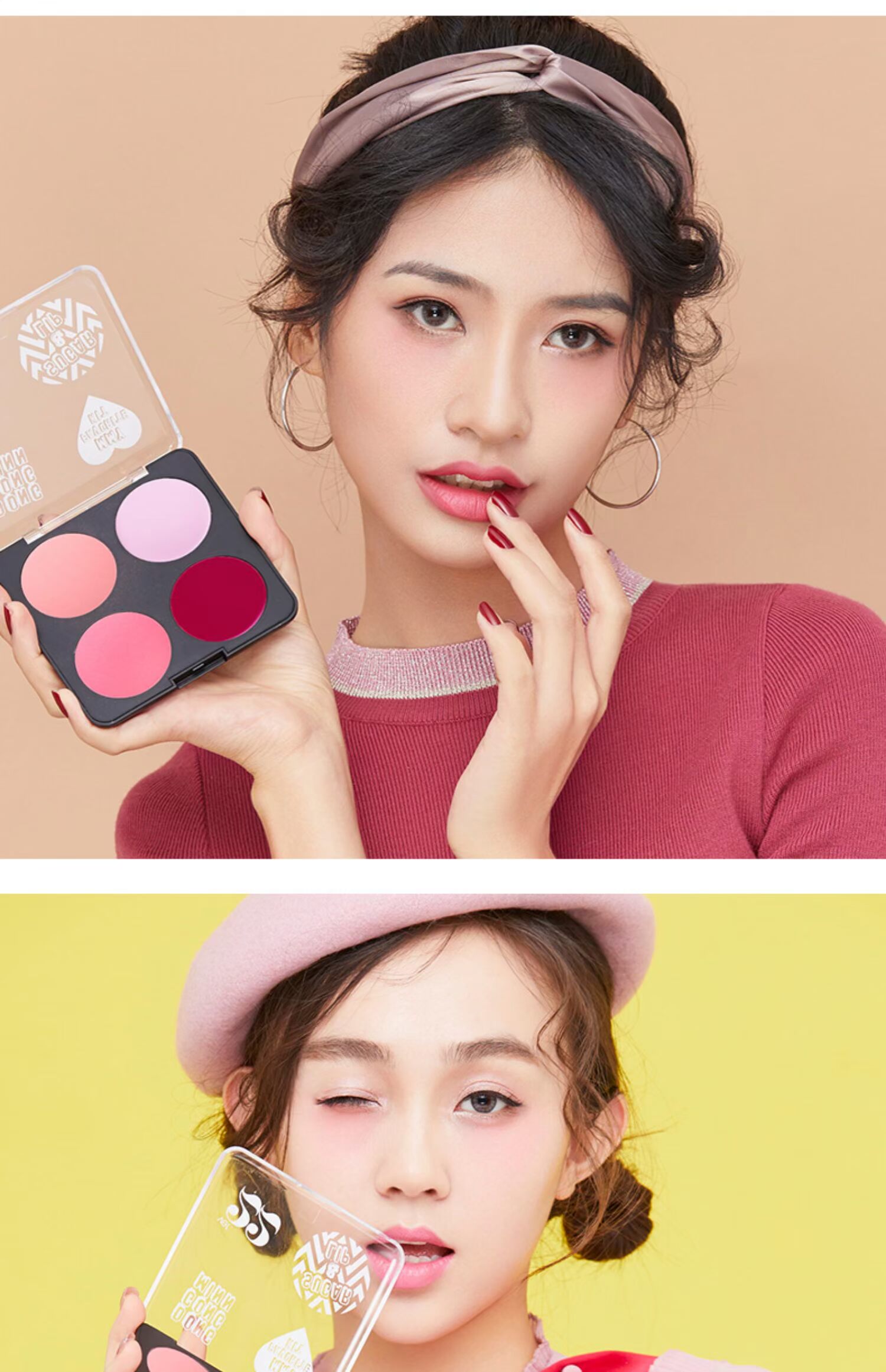 Chosungah / 潮 雅 22 đôi má bốn màu đầy màu sắc của phụ nữ đầy đủ bộ sản phẩm dưỡng ẩm đĩa Hàn Quốc phấn mắt coco venus