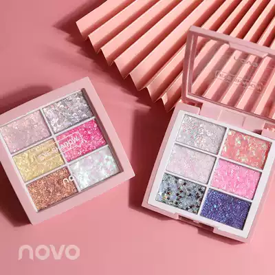 NOVO eye shadow small plate portable ins Super fire mashed potato super flash big sequin glitter Pearl waterproof eye decoration