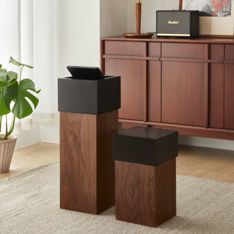 Nordic Style Wooden Trash Can, Large Size, for Home Use, Creative, for Classroom, Bedroom, with Lid, for Guesthouses and Hotels, Wastebasket