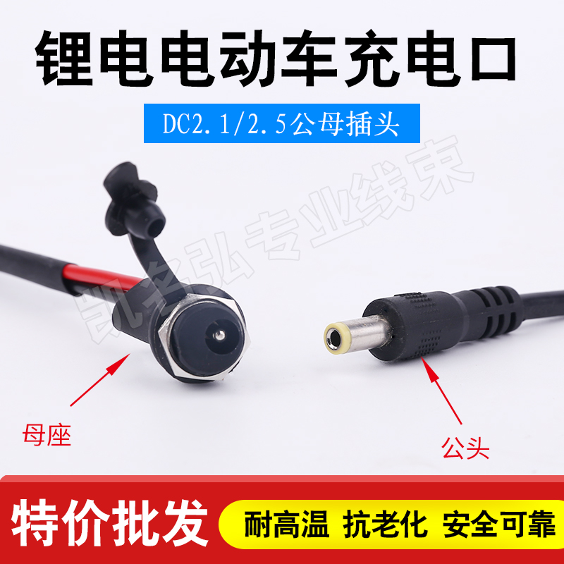 Lithium battery electric vehicle charger output line 36V 48V charging round head port male and female socket DC2 1 2 5