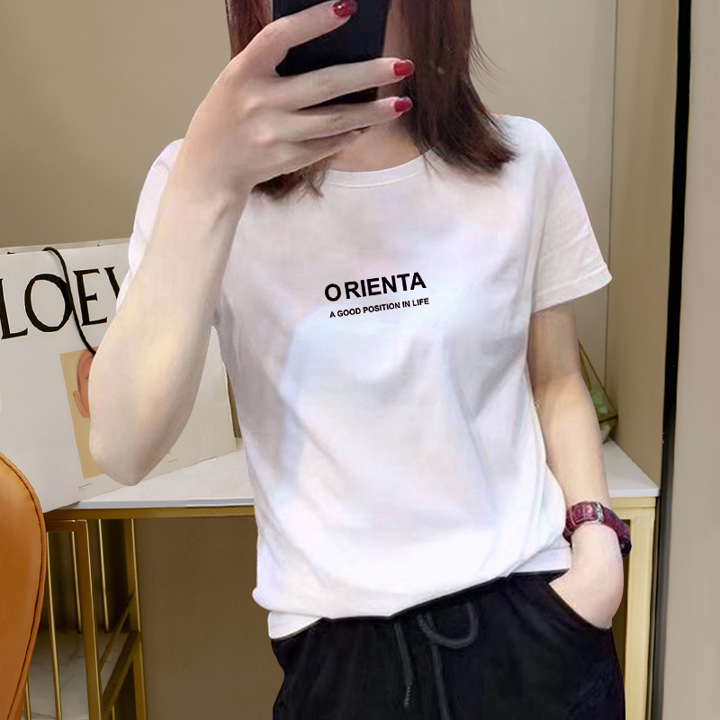 White Short-Sleeved T-Shirt for Women, Loose Fit, Pure Cotton, Regular Shoulder Top, 2026 Summer New Style, High-Quality, Stylish Shirt