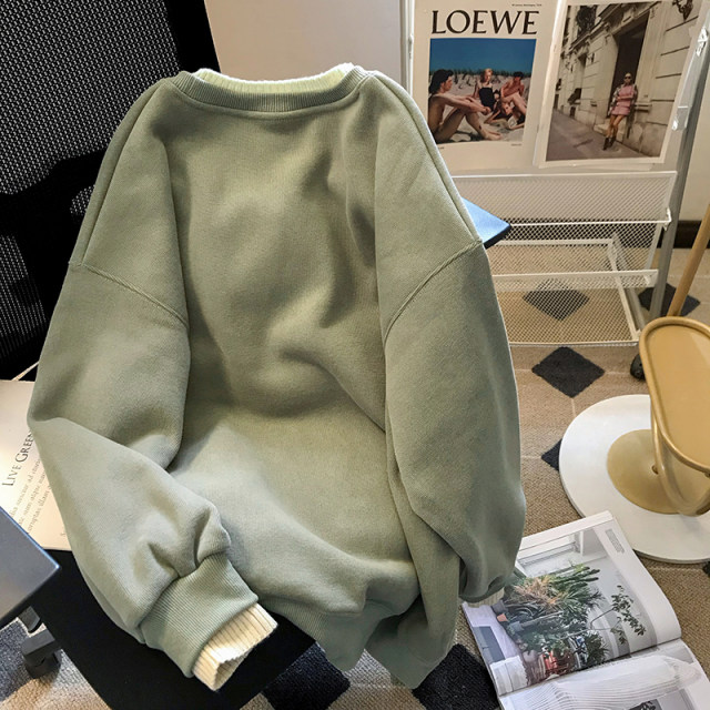ເສື້ອເຊີດແຂນຄໍ velvet ສອງຊິ້ນປອມຂອງ Little C ຂອງແມ່ຍິງ 2023 ລະດູໃບໄມ້ຫຼົ່ນແລະລະດູຫນາວໃຫມ່ 2023 ງ່າຍດາຍແລະ versatile ເທິງ pullover ບາດເຈັບ.