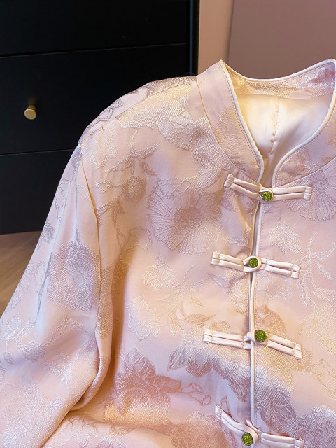 Little C's Pink New Style Chinese Stand Collar Button Jacket Women's Spring and Autumn's Style National New Design Design ປັບປຸງ Tang Suit Top