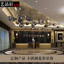 Ceiling ceiling Hotel Club home atrium decoration project hanging stainless steel diamond hanging piece aerial hanging