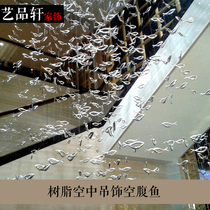 Creative engineering clubhouse Villa model house tea restaurant hanging fish decorations abstract fish fillets aerial hanging ornaments