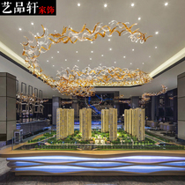 Art Xuan Hotel Project Sales Department Exhibition Hall Tea Restaurant Ceiling Sky Twisted Glass Pendant